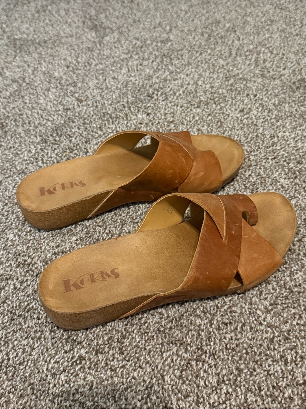 Kork-Ease Women's Tan Brown Leather Crossover Mules